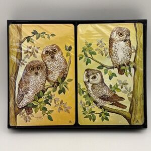 VTG Hoyle Owl Playing Cards Double Deck Sealed Bird Nature Wildlife Cottagecore